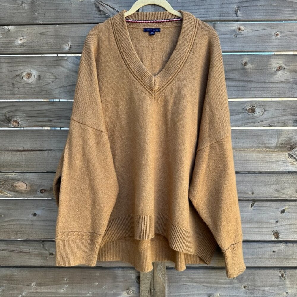 Tommy Hilfiger Oversized Cozy V Neck Thick Preppy Classic Sweater - XXL
